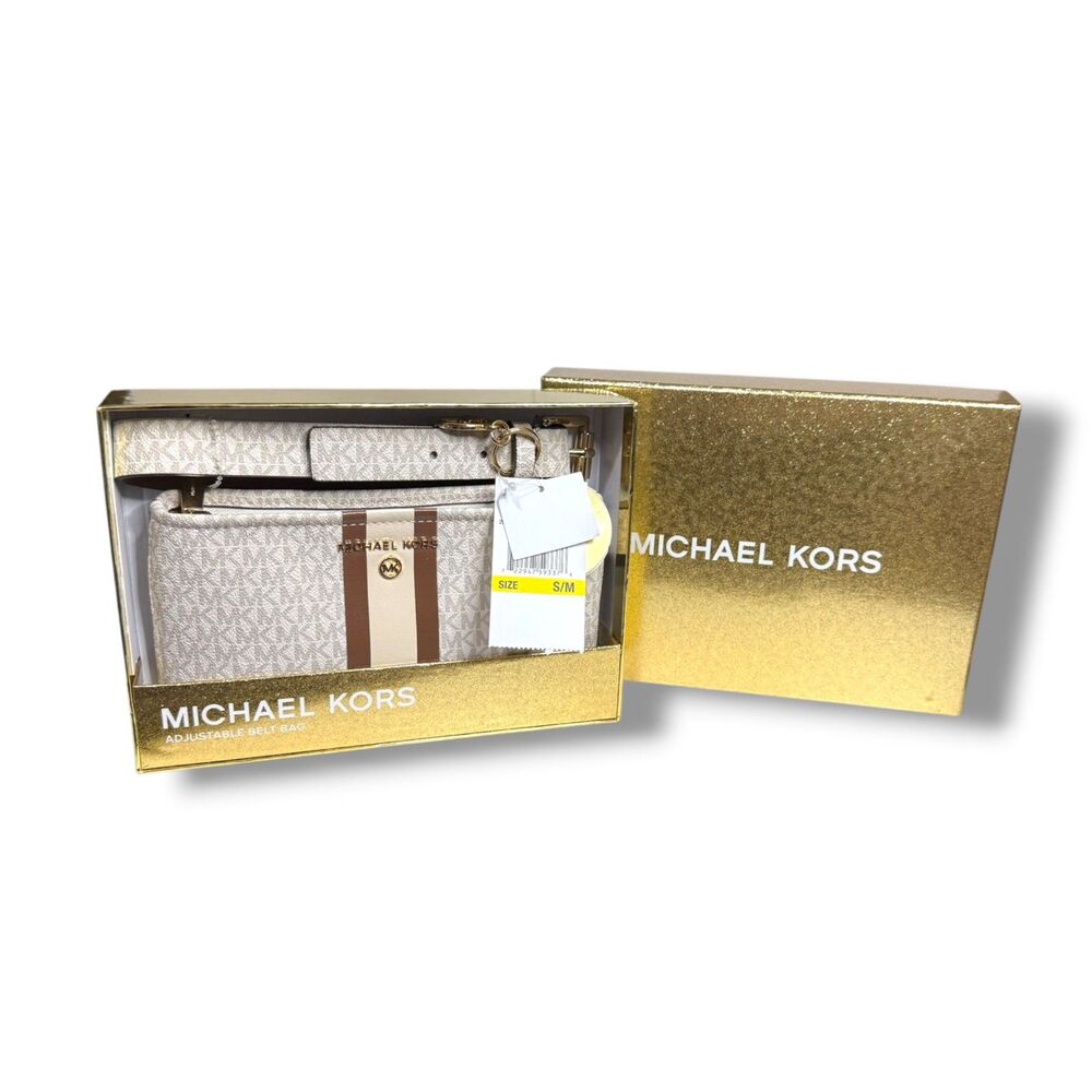 MICHAEL Michael Kors Logo Belt Bag w/Stripe Vanilla NIB